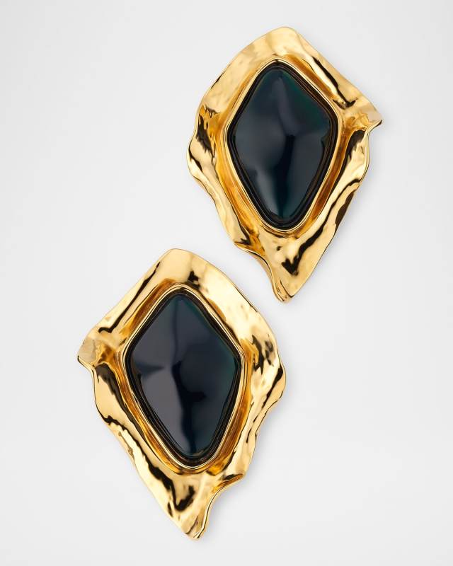 Oversized Organic Cabochon Earrings
